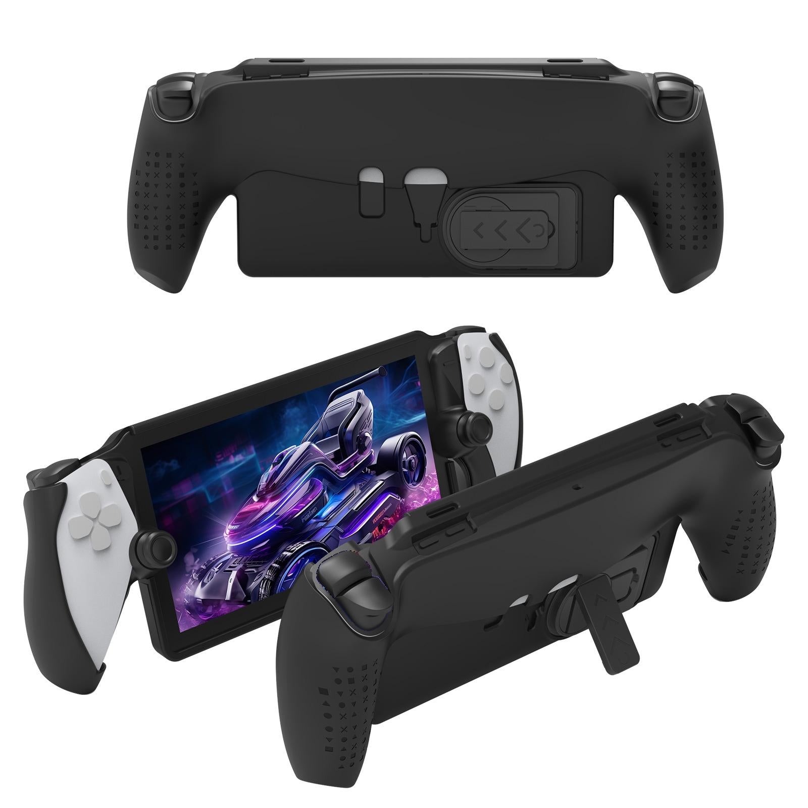 Jys Tpu Protective Case with Stand for Playstation Portal - Handle Design - Black