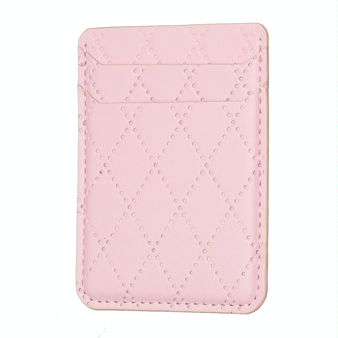 Diamond Lattice Card Bag Sticker For Mobile Phones - Pink