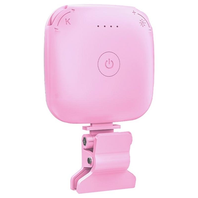 Portable Mini Clip-on Led Fill Light for Video Conferencing and Live Streaming - Pink