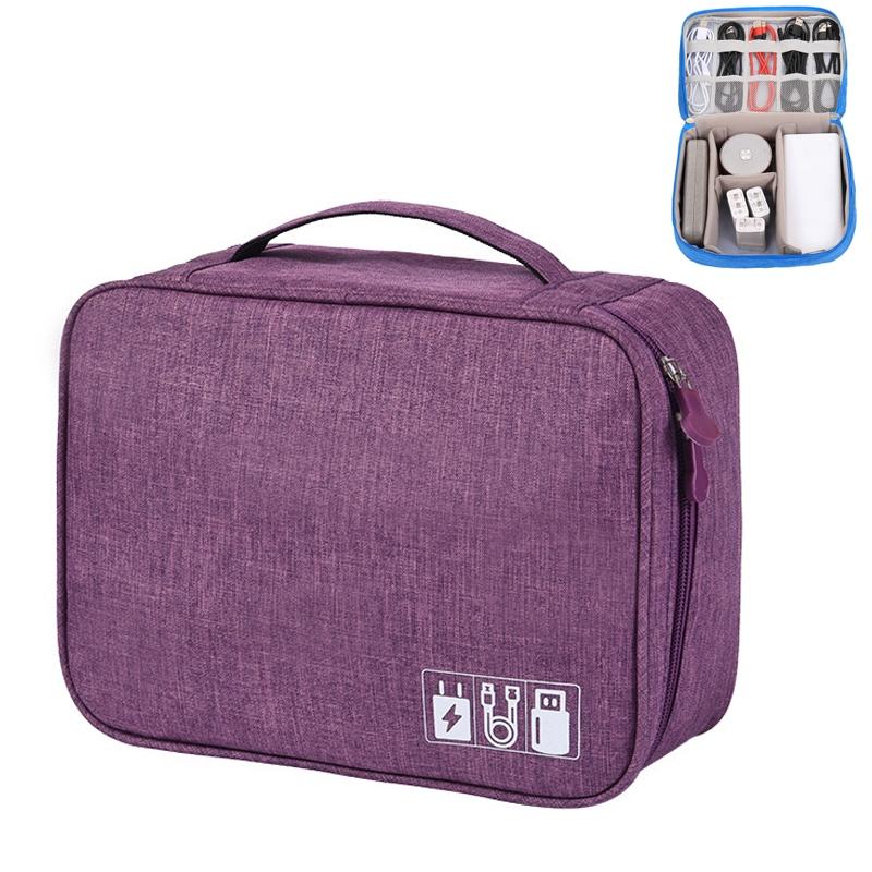 Versatile Cationic Digital Storage Bag for Data Cables - Purple