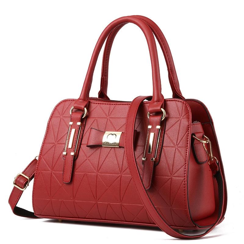 Embossed Bowknot Shoulder Bag For Women - Burgundy