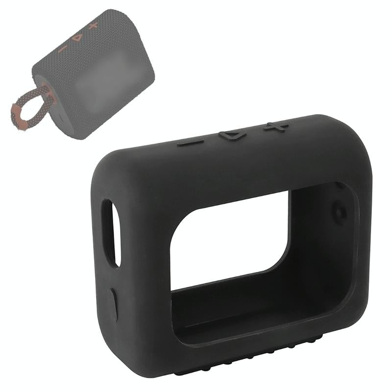 Portable Silicone Cover for Jbl Go3 Speaker with Carabiner - Black