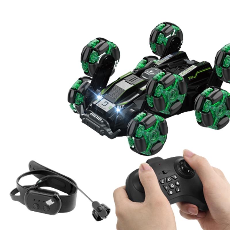 Stunt Drift Remote Control Car - Dual Control Eight Wheels - Green