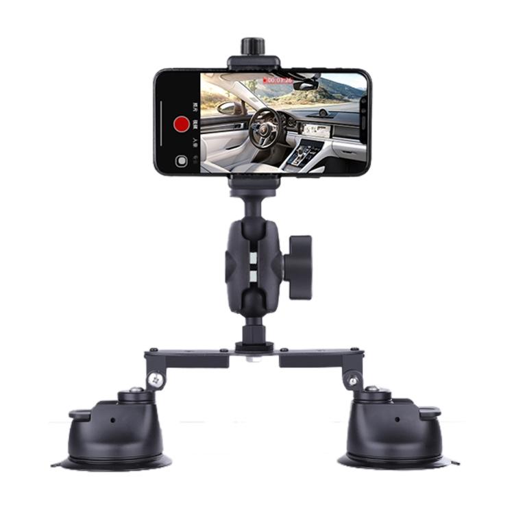 Dual-leg Suction Cup Arm Phone Clamp Mount with Connecting Rod