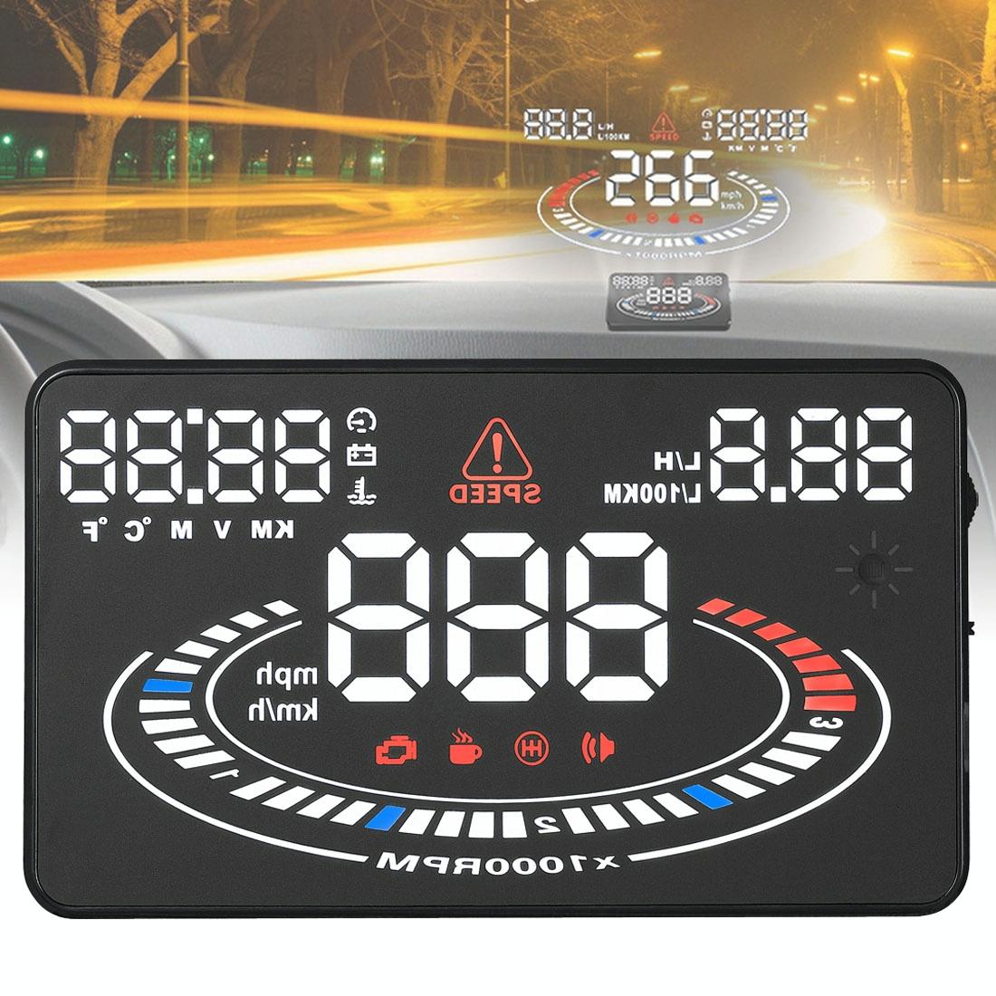 5.5 Inch Car Obdii / Euobd Hud Display Speed Fuel Alarm Black