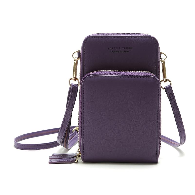 Women Pu Mobile Phone Shoulder Bag Large Capacity - Purple