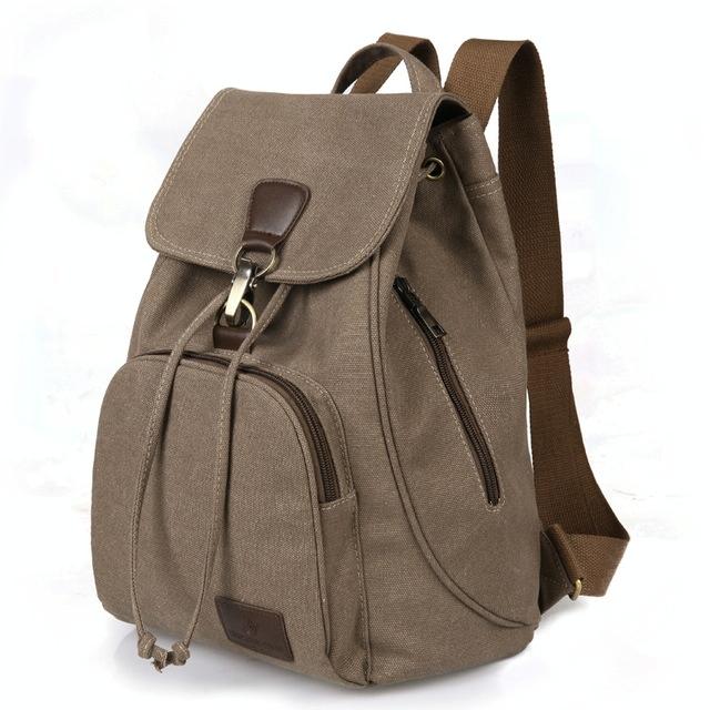 Women Canvas Laptop Backpack - Compact and Stylish - Coffee