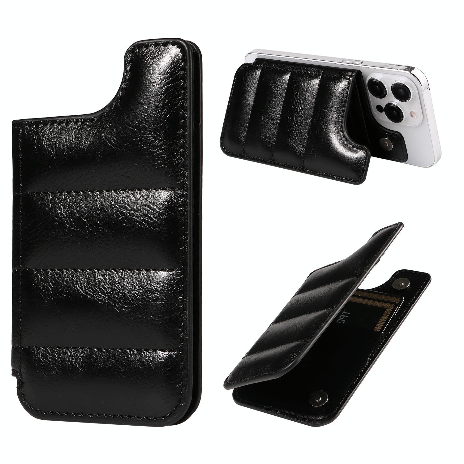 Vintage Cow Print Sewing Card Phone Sticker - Black