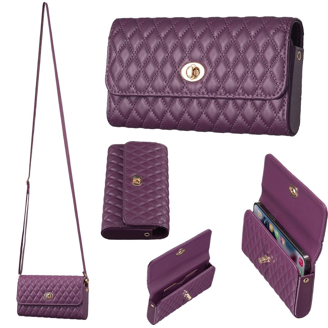 Horizontal Pu Crossbody Shoulder Bag - Dark Purple
