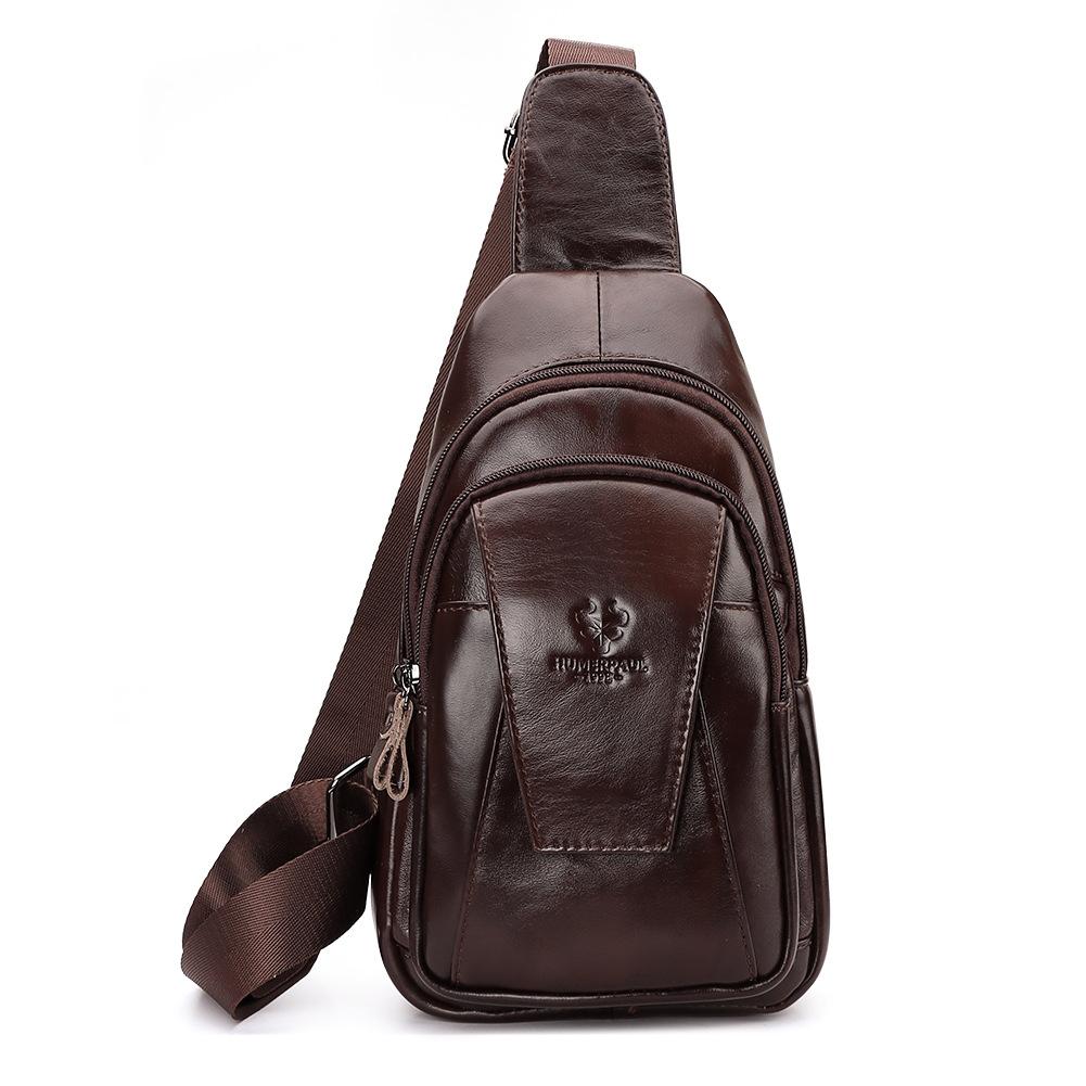 Leather Men Shoulder Bag Compact & Stylish - Dark Brown