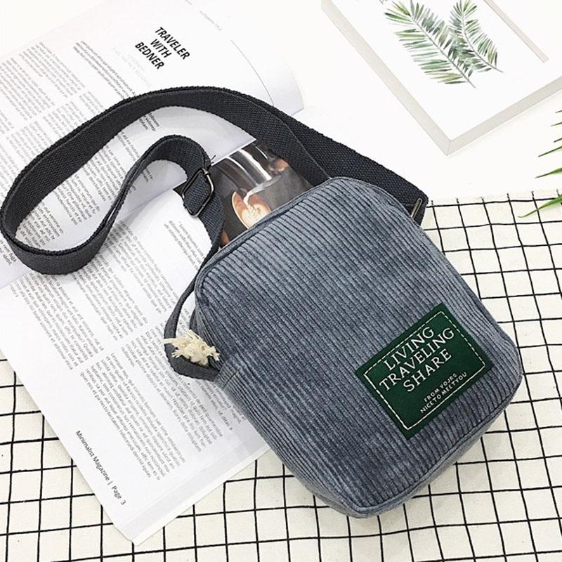 Striped Velvet Crossbody Bag Versatile & Simple - Grey