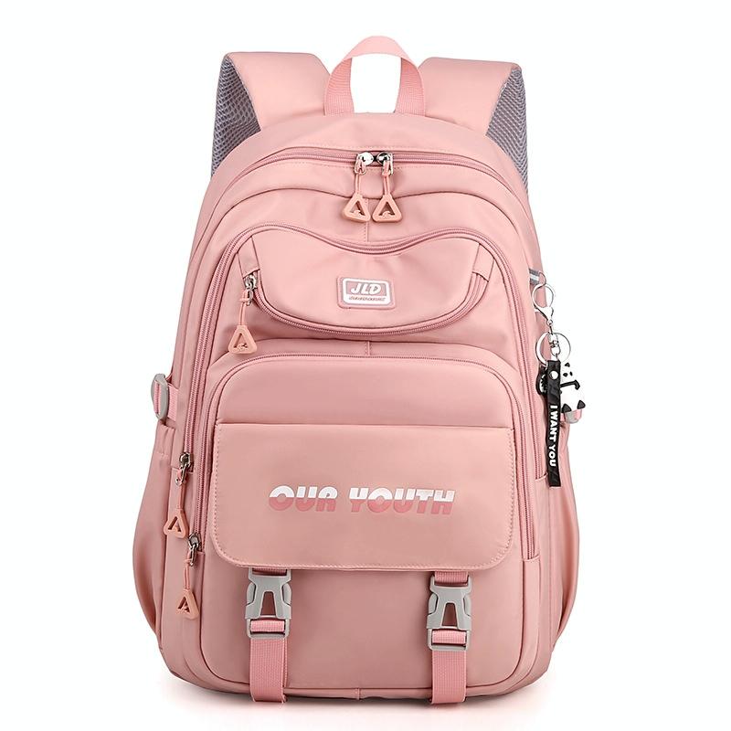 Teen Girls' Anti-theft College Backpack - Secure & Stylish - Soft Pink