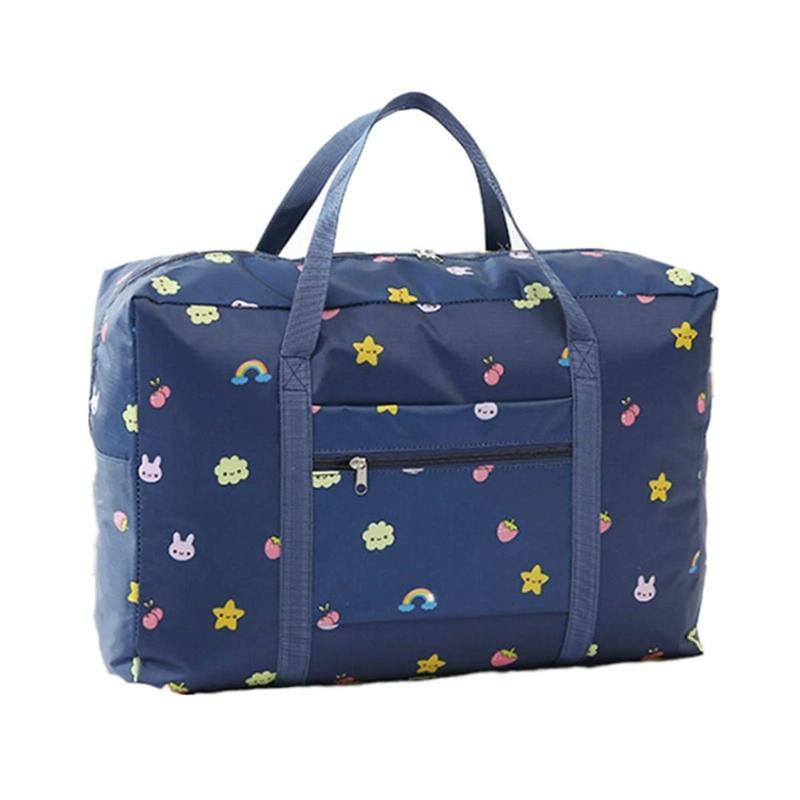 Waterproof Foldable Travel Bag - Compact & Durable - Navy Blue Rainbow