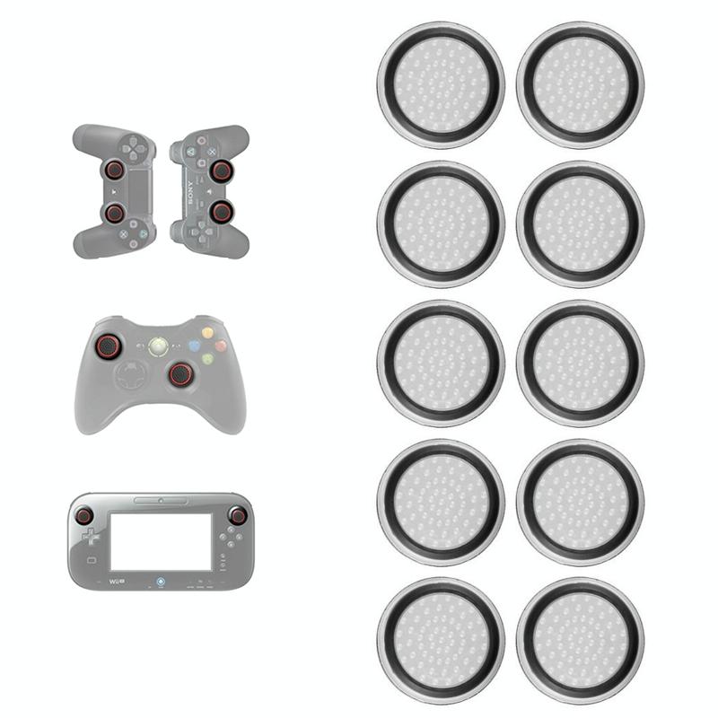 10-piece Luminous Gamepad Button Caps for Ps5 / Ps4 / Ps3 / Xbox one / 360 / Pro / Series x / s - Transparent Black Circle