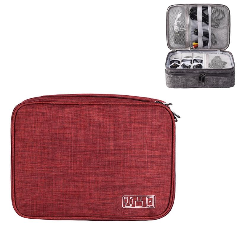 5-inch Digital Earphone Storage Bag - Multifunctional - Wine Red