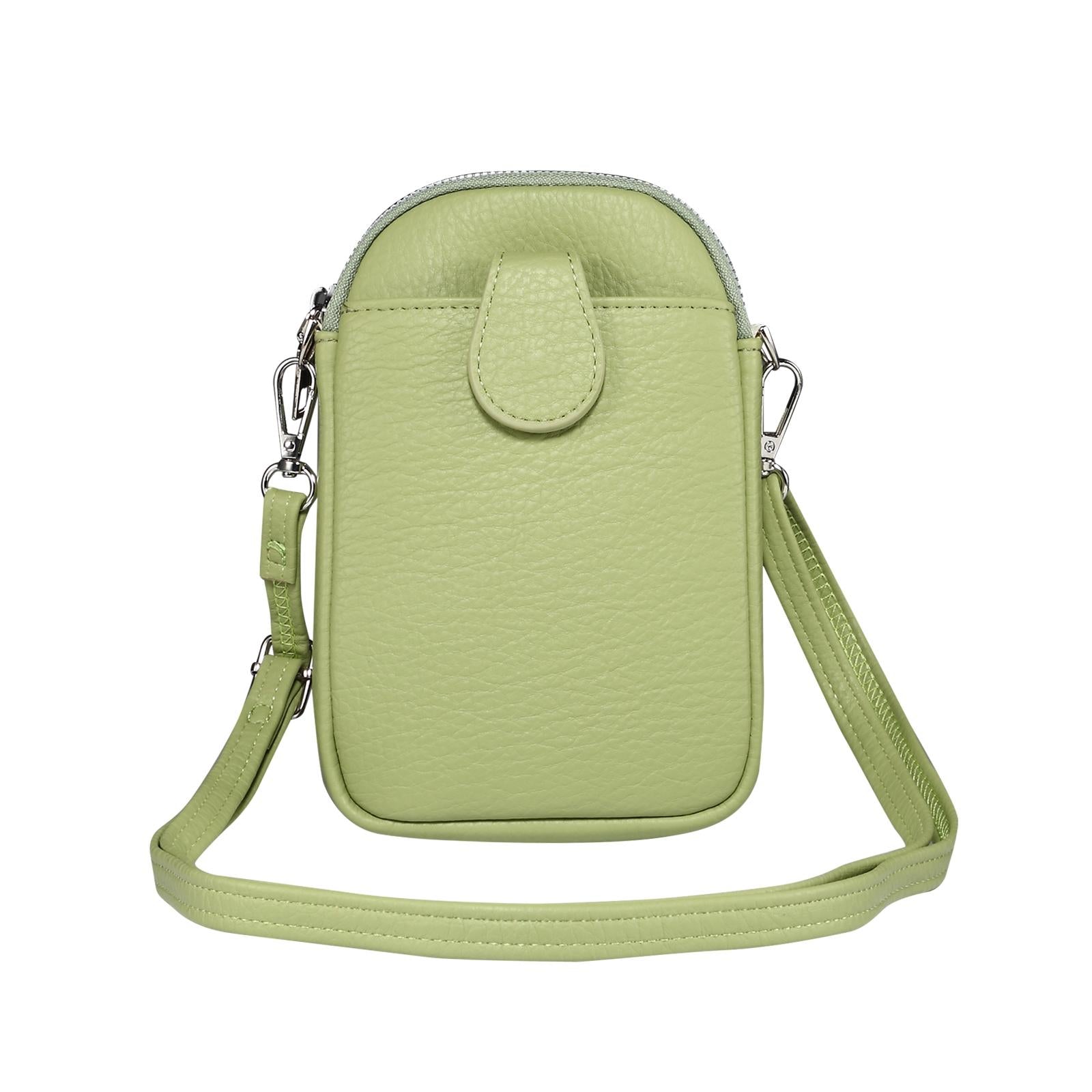 Litchi Texture Phone Crossbody Bag Leather Case For 5.5 Inch - 7.2 Inch Phones - Green