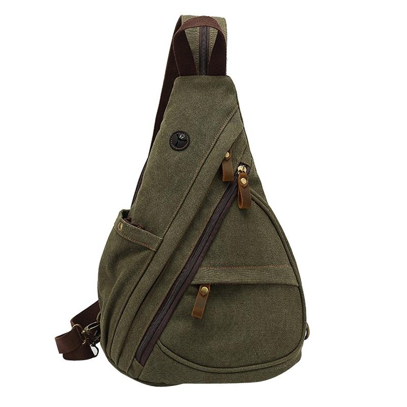 Spacious Canvas Chest Bag For Men - Army Green