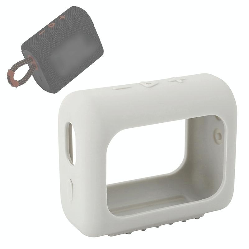 Portable Silicone Cover for Jbl Go3 Speaker with Carabiner - Silver Gray