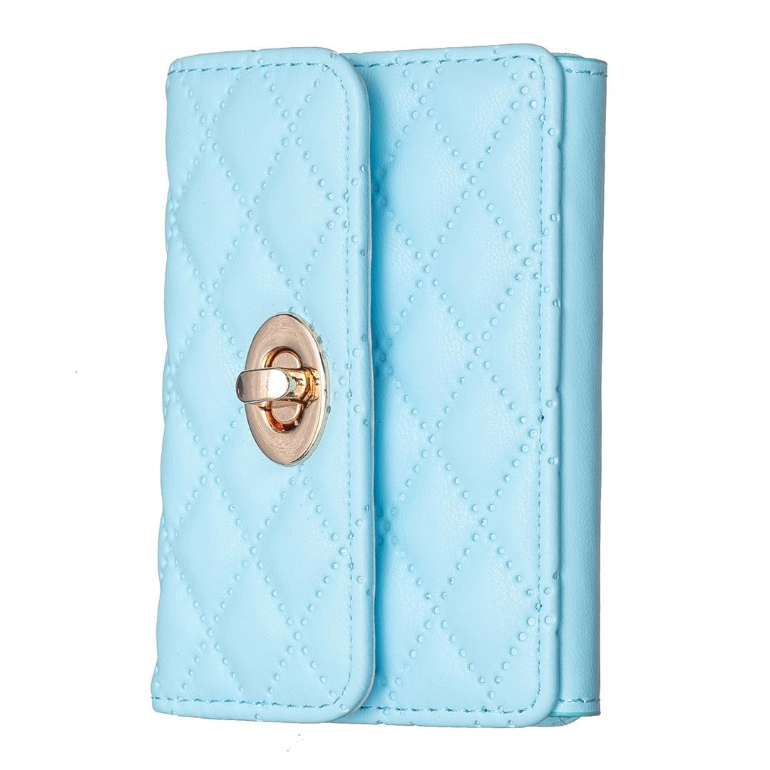 Horizontal Card Bag Mobile Phone Back Sticker With Metal Buckle - Blue