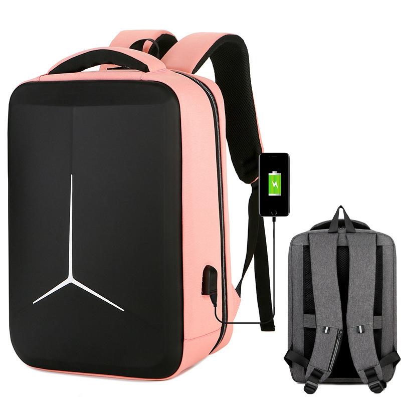 Waterproof Business Laptop Backpack with Usb Port - Multifunctional - Pink - 15 Inch