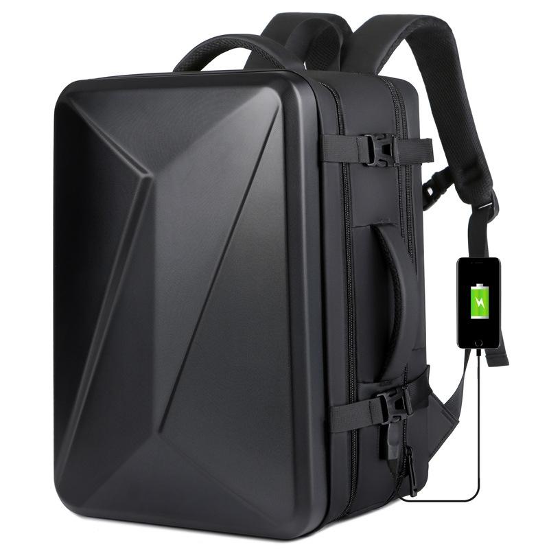 Waterproof Expandable Hard Shell Backpack with Usb Charging - Large Capacity Black - 162 Black