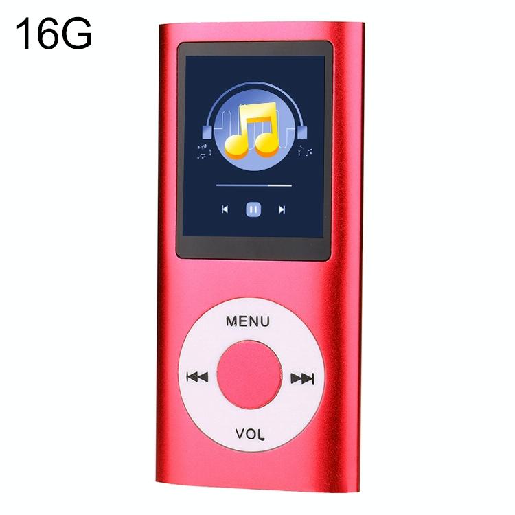 1.8 Inch Metal Mp4 Player + 16G Tf Card + Earphone + Cable - Red - With 16G Tf Card+Earphone+Cable