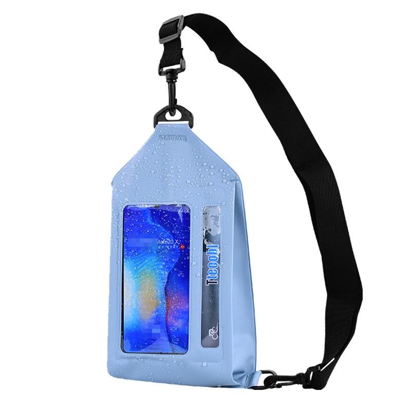 Waterproof Crossbody Phone Bag Tteoobl Touch Screen Chest Bag Paste Model - Grey Blue