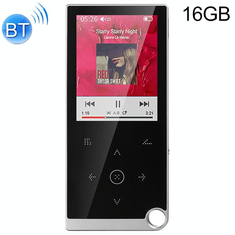 2.4 Inch Touch Mp4 / Mp3 Player 16Gb Memory Bluetooth E Book Alarm Timer - Silver Grey