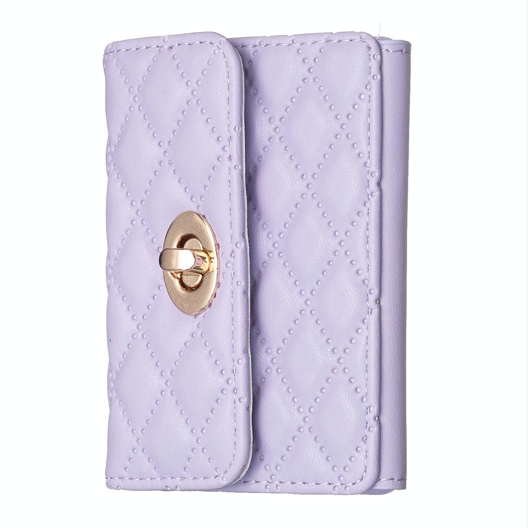 Horizontal Card Bag Mobile Phone Back Sticker With Metal Buckle - Purple