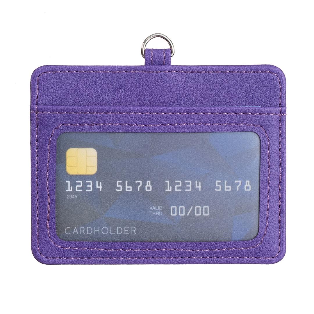Horizontal Id Card Bag & Lanyard - Purple