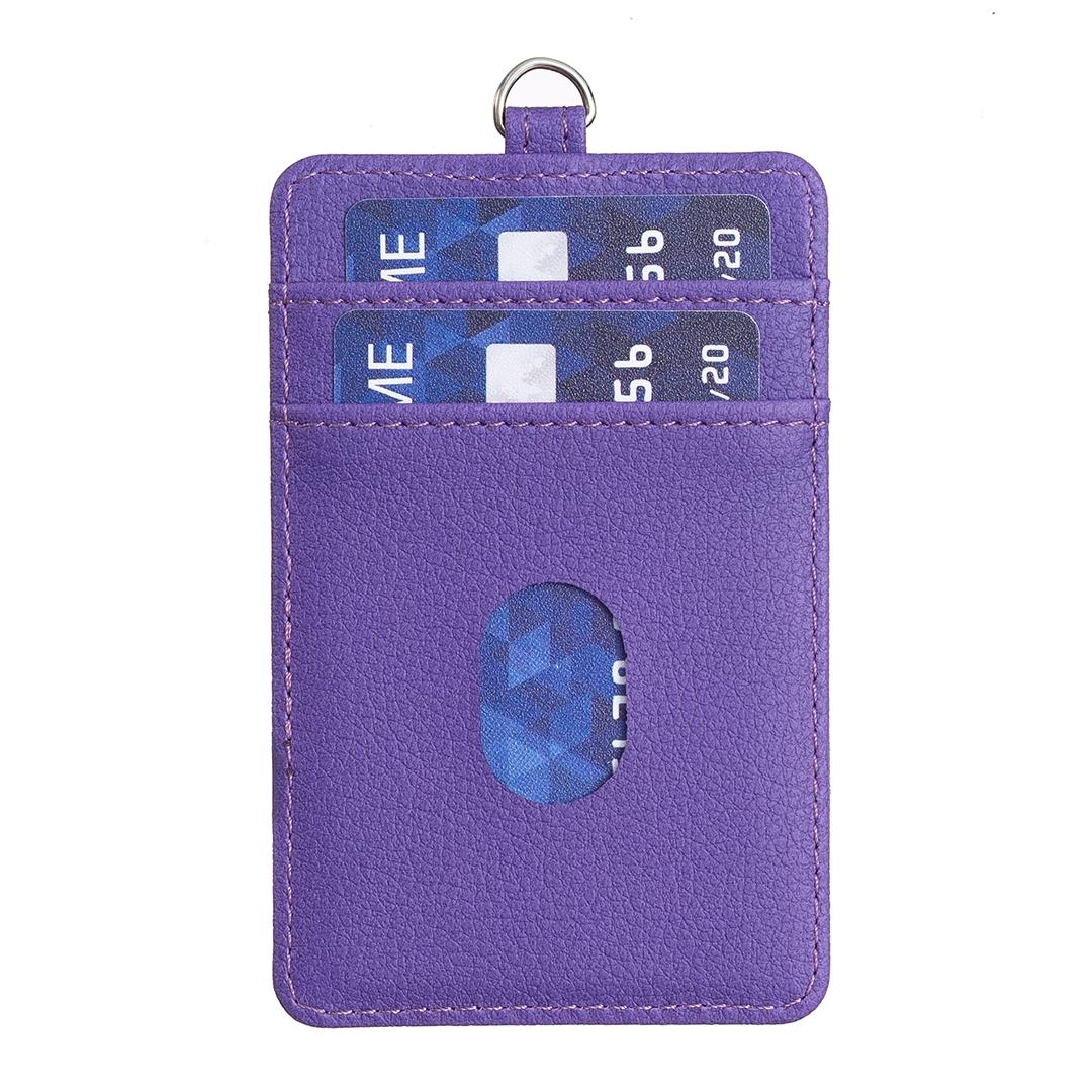 Vertical Id Card Bag & Lanyard - Purple