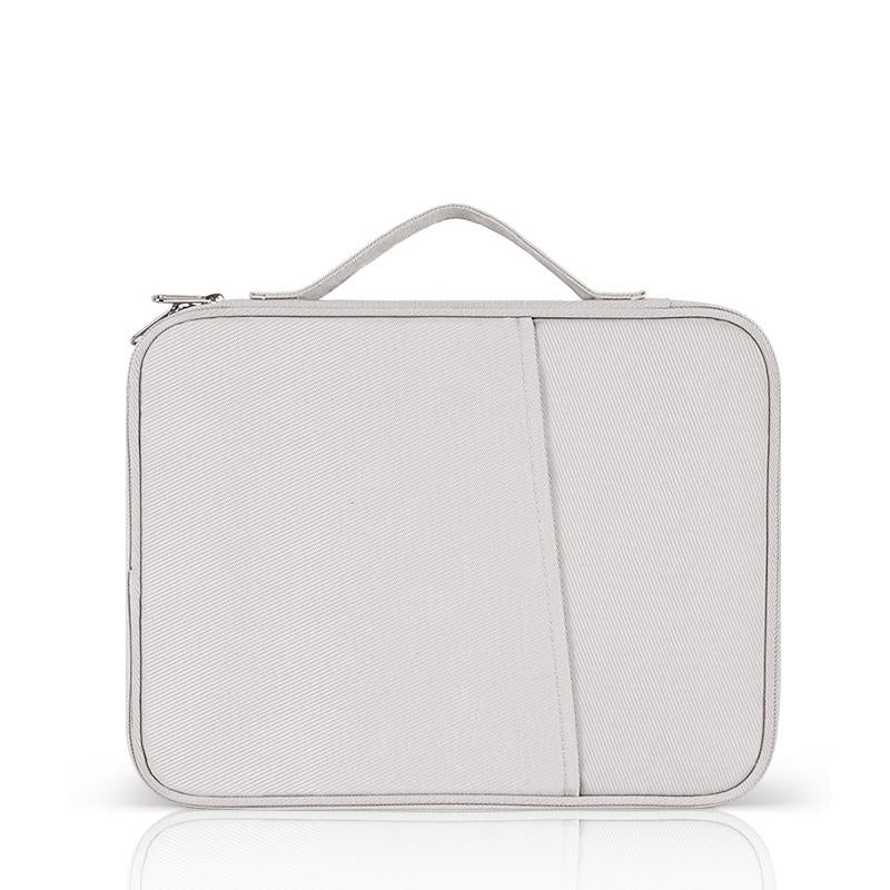 Leather Portable Bag with Cloth Texture - White