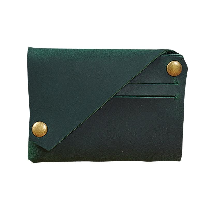 Leather Card Holder For Bank Cards Black - Ink Green