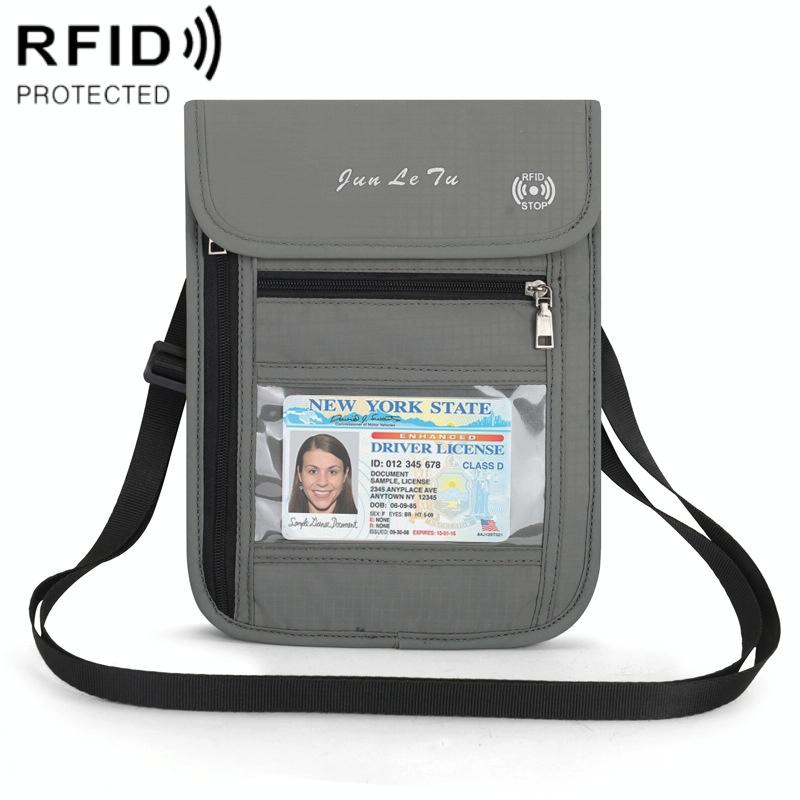 Rfid Passport Storage Bag Anti Theft Messenger - Light Grey