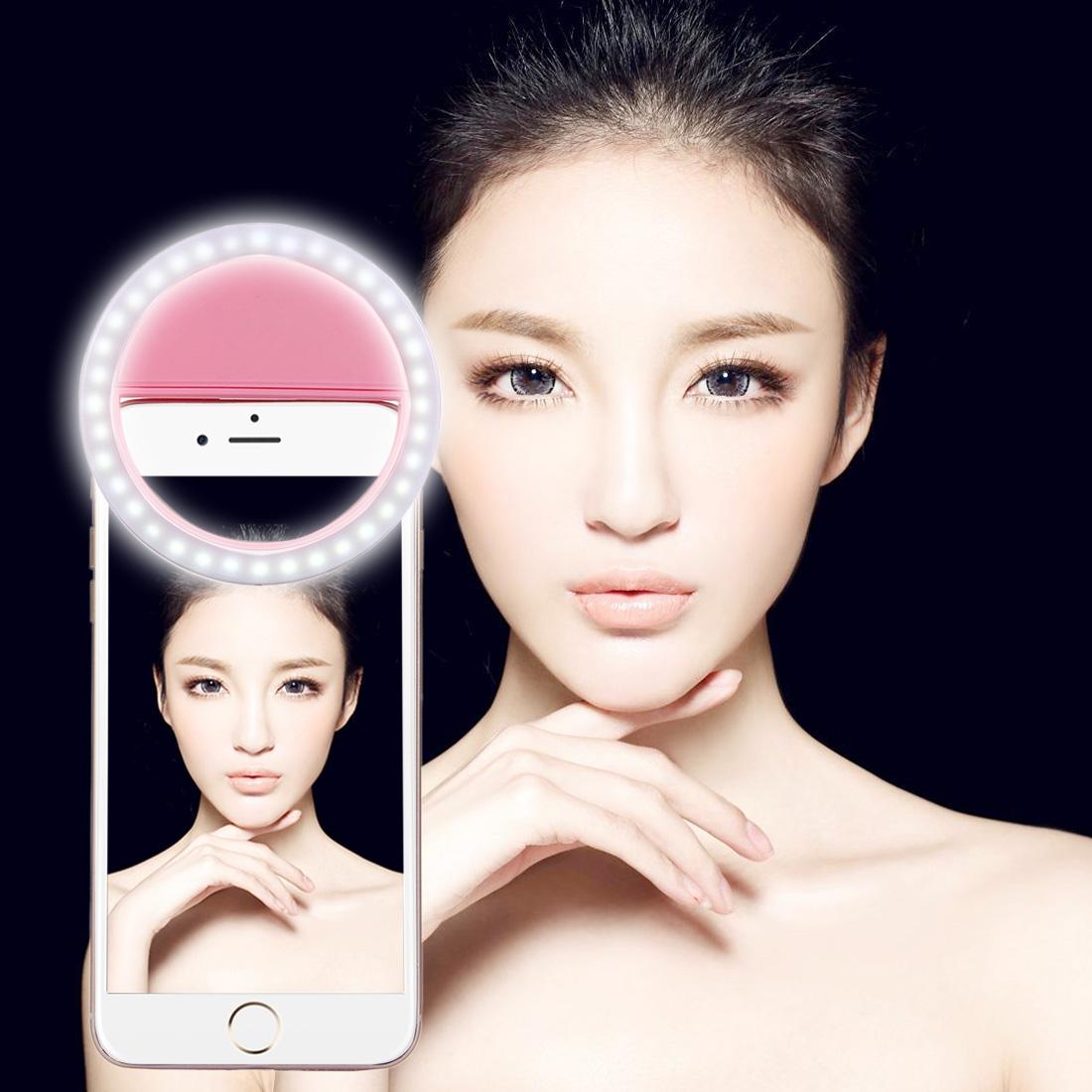 Adjustable Clip Beauty Light for Smartphones - Usb Cable - Pink