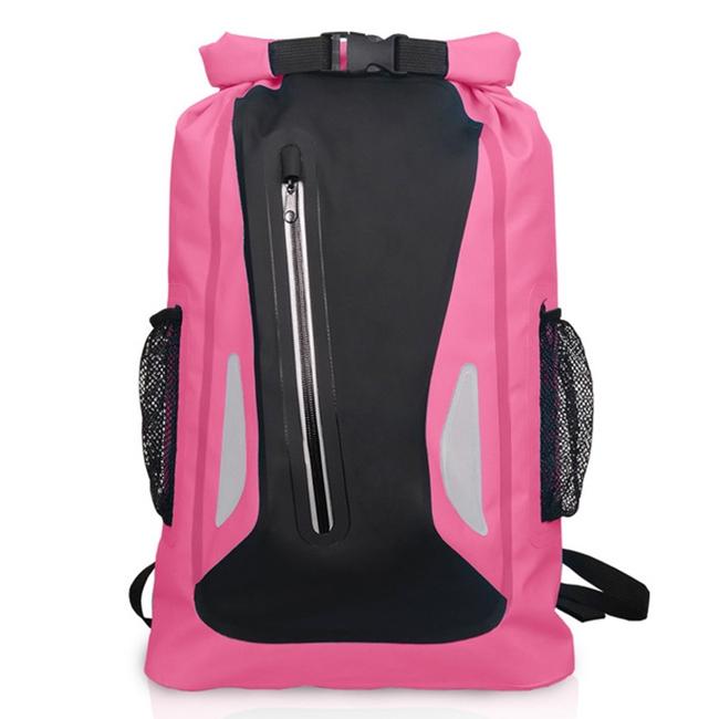 25L Outdoor Waterproof Dual Shoulder Strap Dry Bag Pvc Barrel Design - Pink
