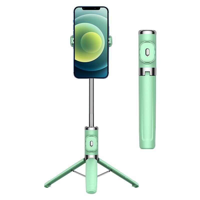 Wireless Selfie Stick with Remote Tripod - Compact Design - Green