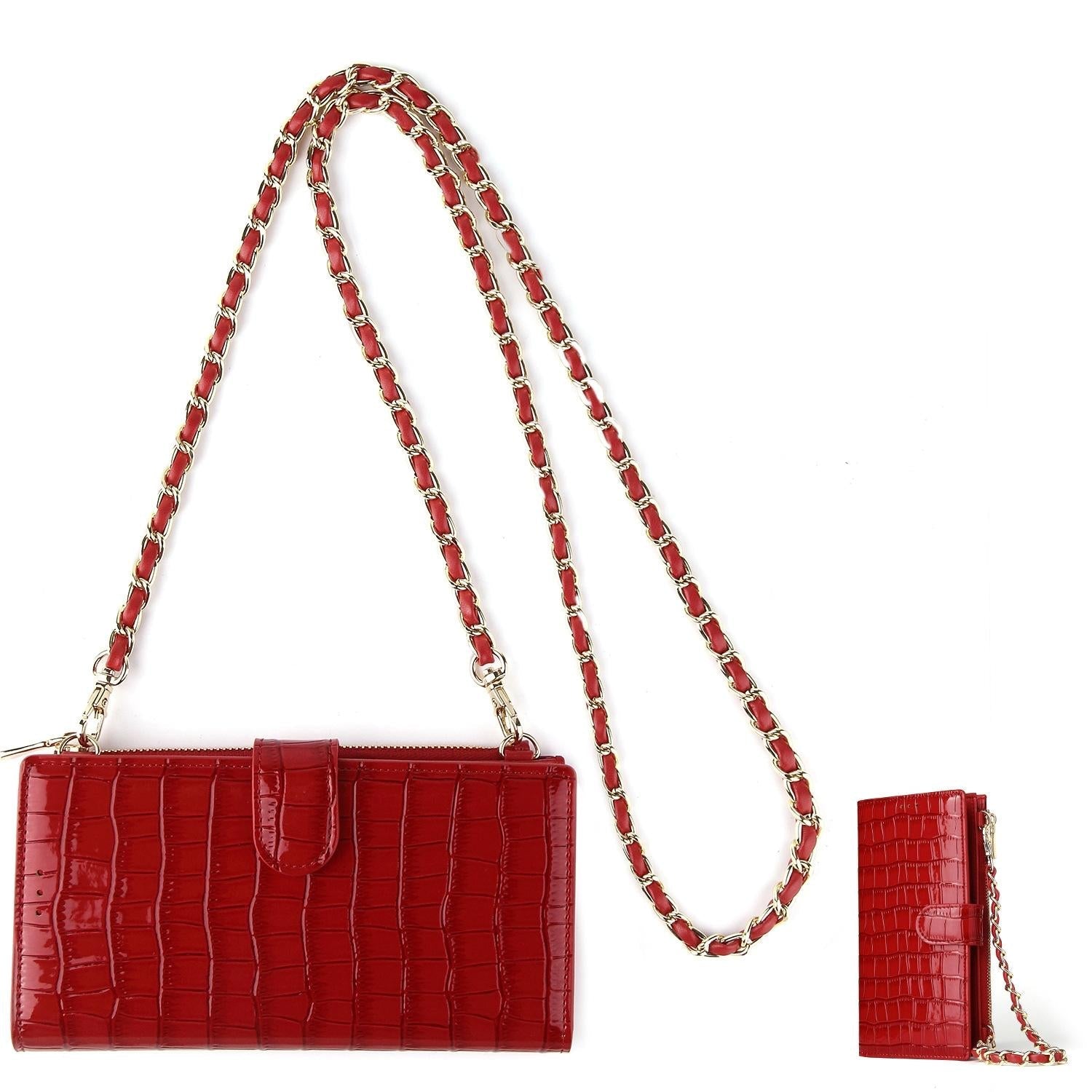 Long Crossbody Mini Shoulder Bag For Coins & Phone - Red