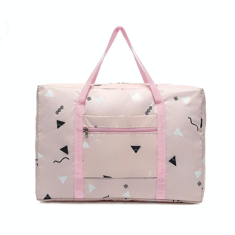 Waterproof Foldable Travel Bag - Compact & Durable - Pink Plaid