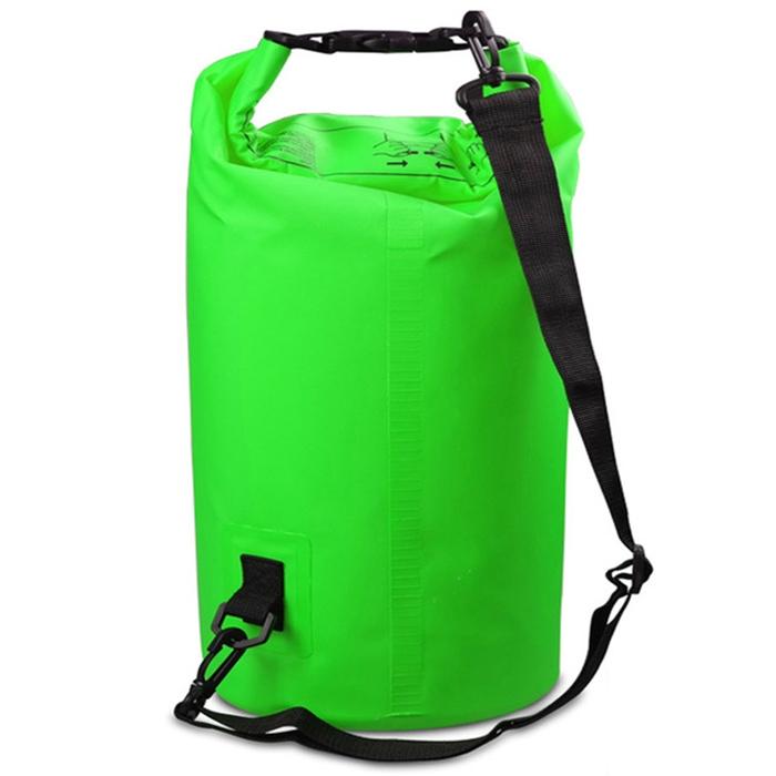 30L Outdoor Waterproof Double Shoulder Bag Dry Sack Pvc Barrel Bag - Green