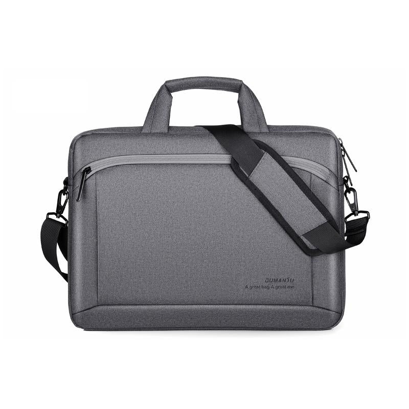 Portable 15 Inch Laptop Leather Handbag For Business Briefcase - Dark Grey