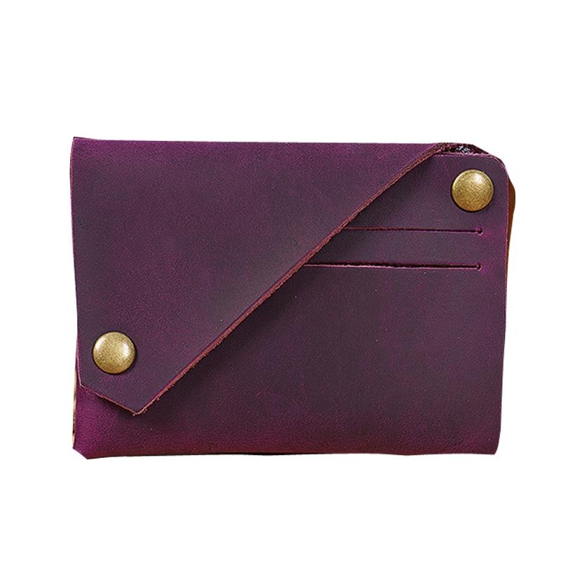 Leather Card Holder For Bank Cards Black - Purple
