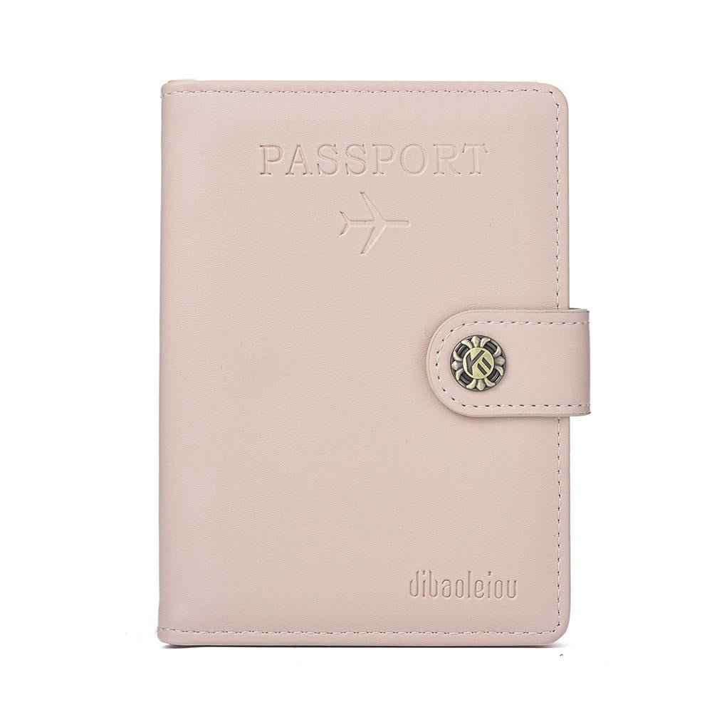 Multi Functional Passport Case With Buckle Dibaoleiou Pu Leather - Pink