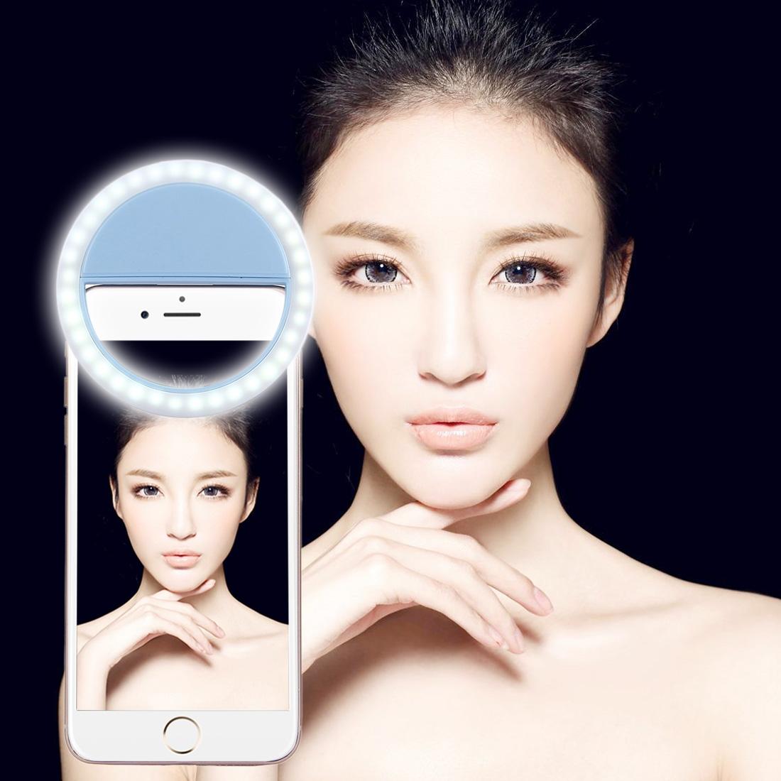 Adjustable Clip Beauty Light for Smartphones - Usb Cable - Blue