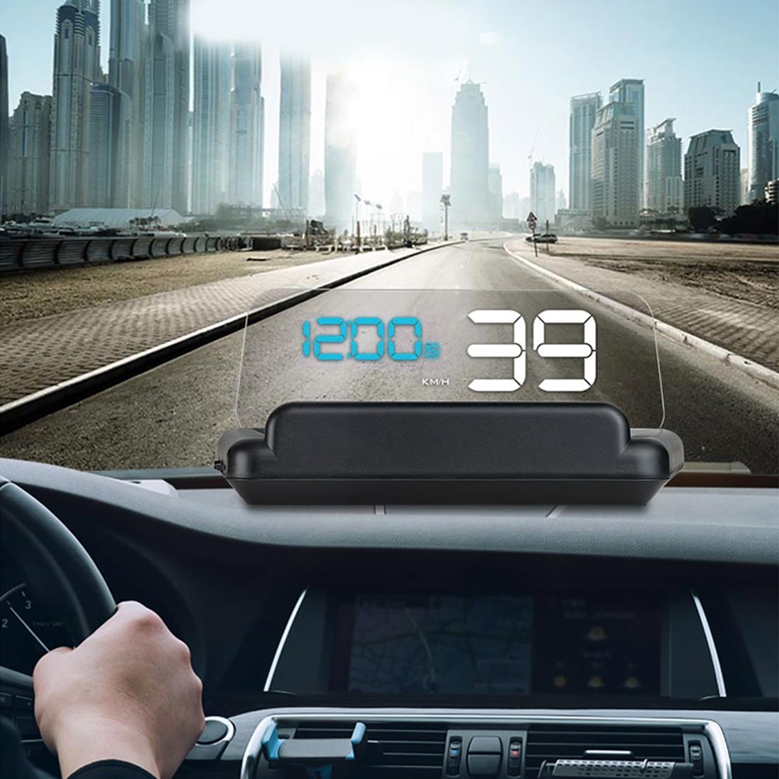 Virtual Hd Reflection Board Car Gps Hud Speed & Distance Display Over / Under Speed & Voltage Alarm Fatigue Driving - White