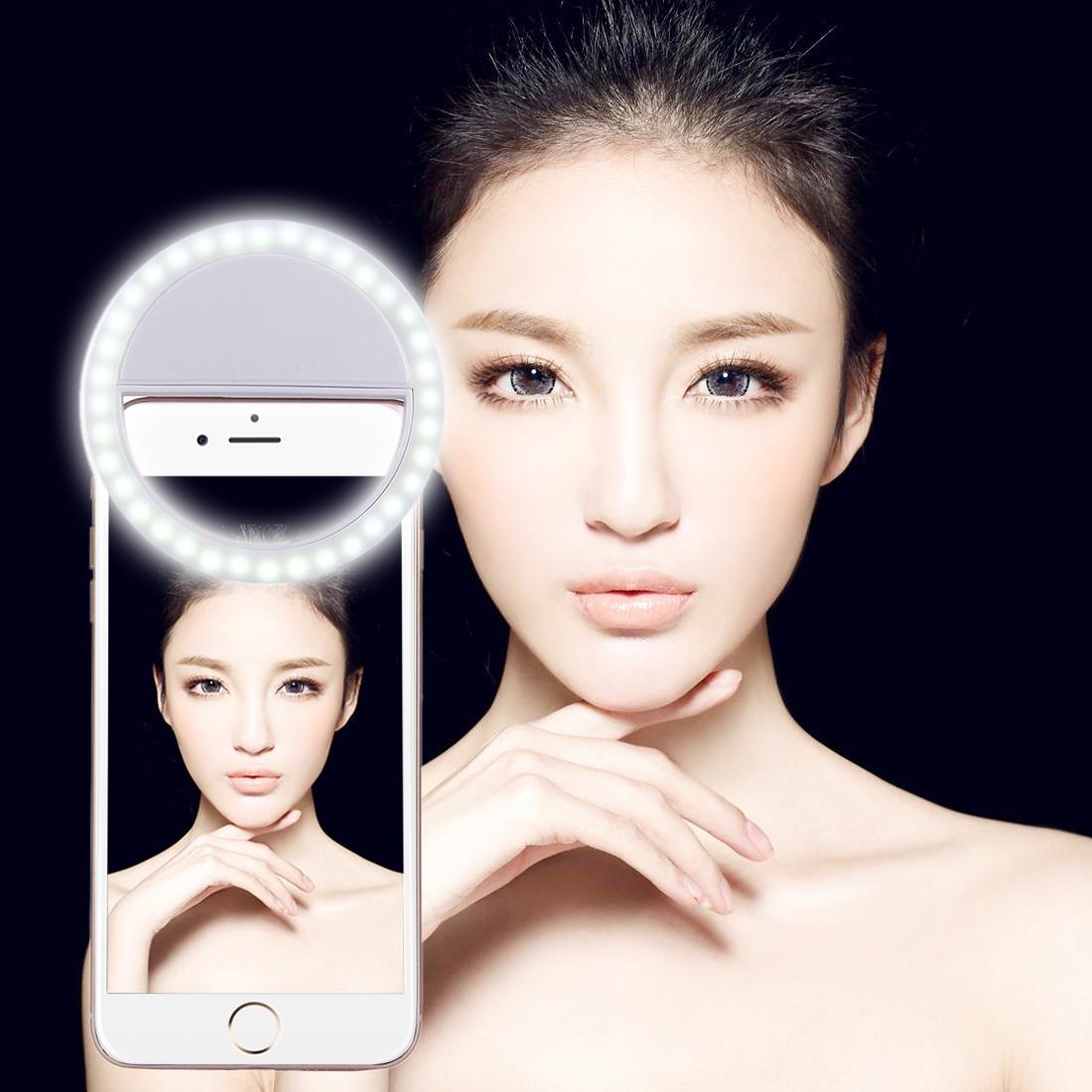 Adjustable Clip Beauty Light for Smartphones - Usb Cable - White