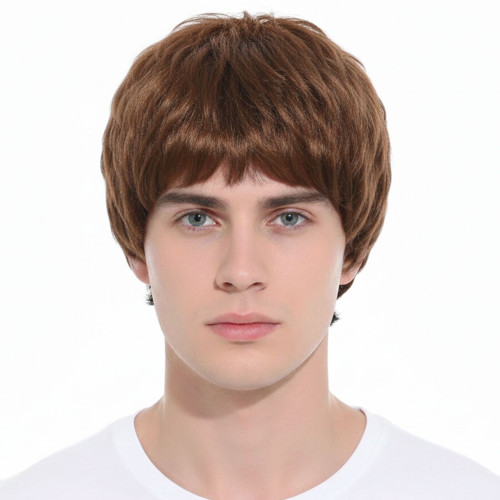 Mens Short Party Wig Costume Party Dress Up Fancy Classic Style - Brown