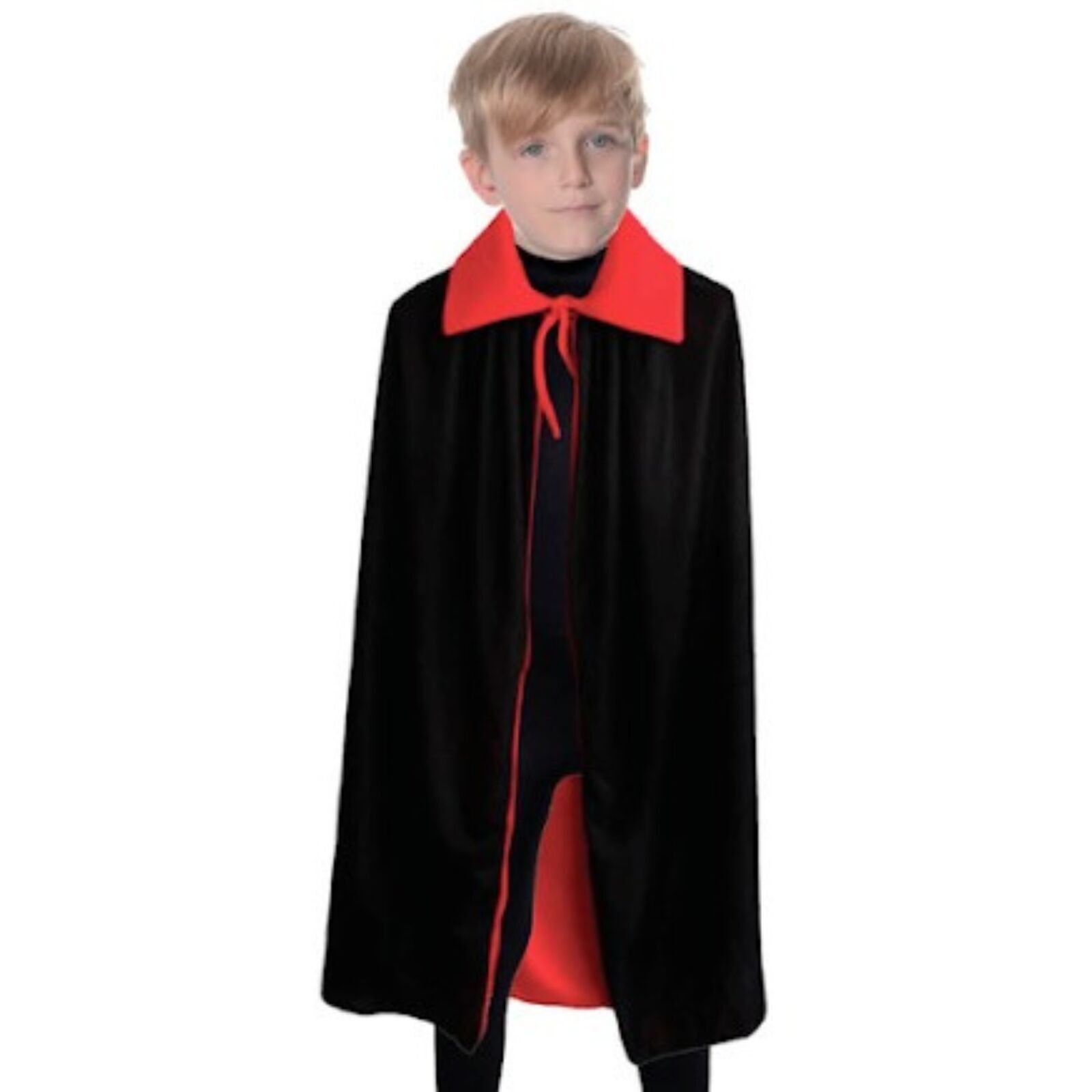 Halloween Kids Fancy Cape Red Black Long Cloak Coat Witch Ghost Vampire Costume - 6-9 Years Old