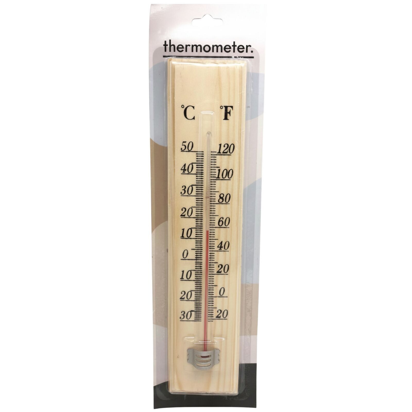 27cm Wooden Thermometer Indoor Outdoor Glass Wall Hanging Room Sensor Jumbo