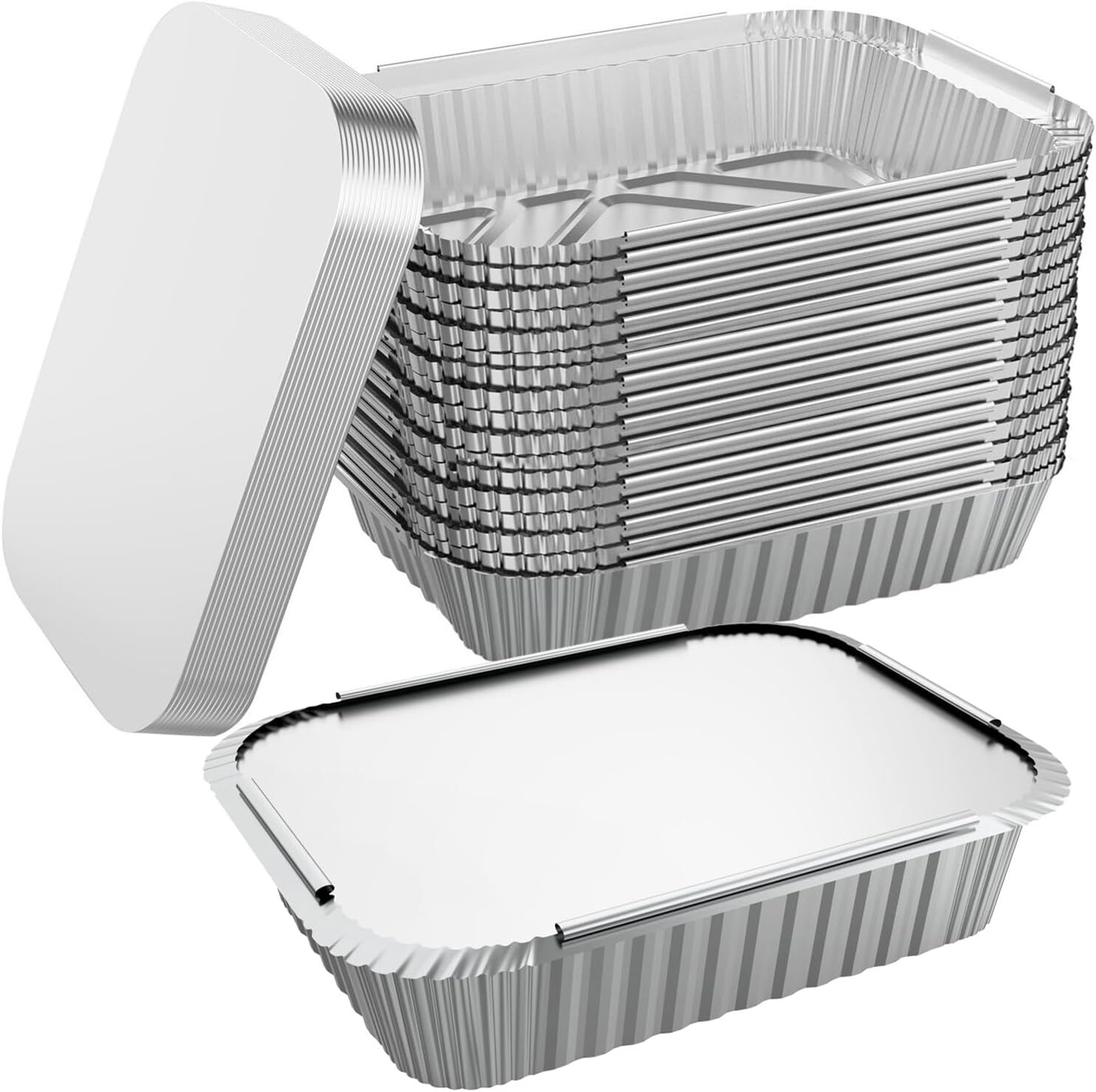 96x Aluminium Disposable Foil Food Container Trays Pans w/ Lids Covers Bulk 32cm*26cm*6.3cm
